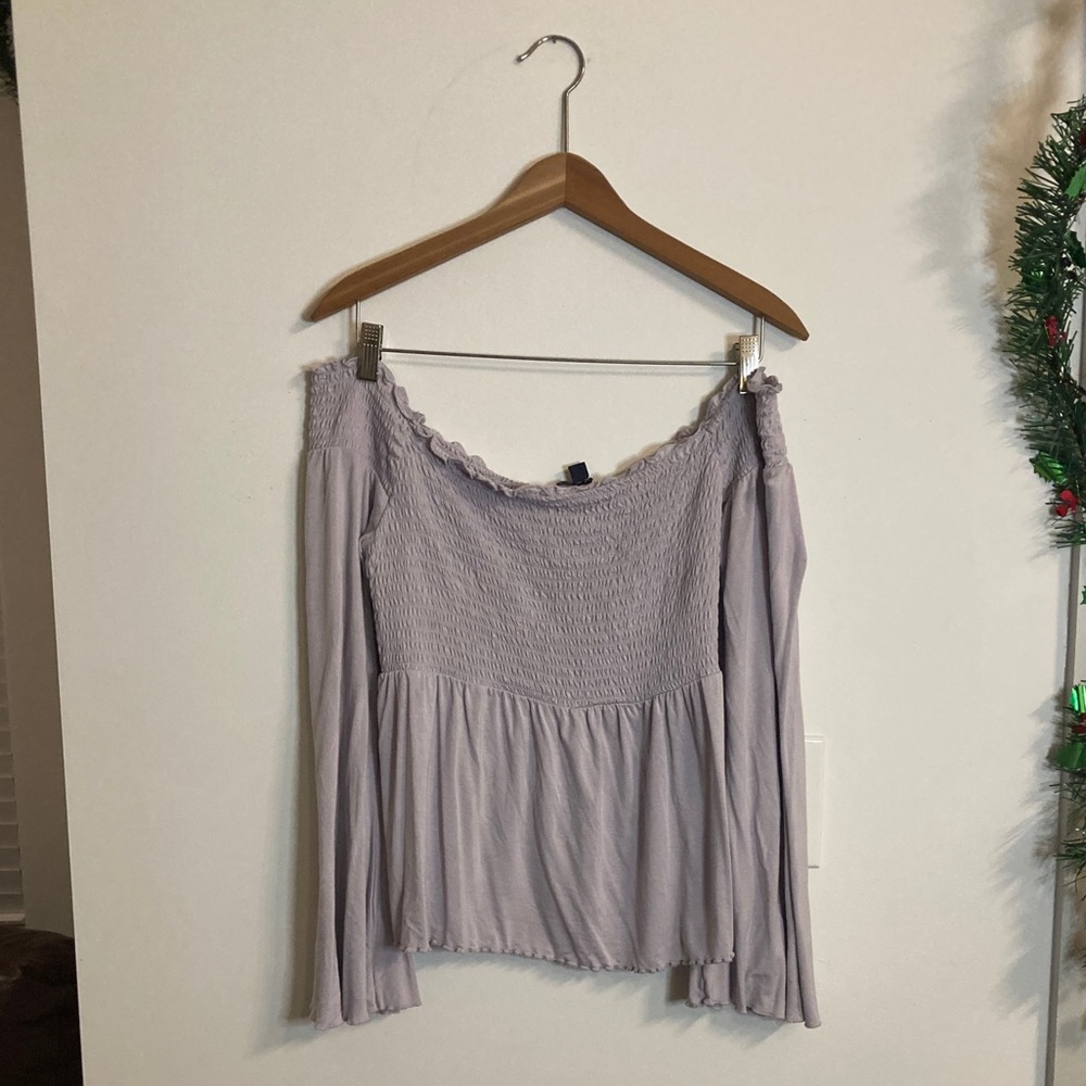 Off the shoulder long sleeve shirt